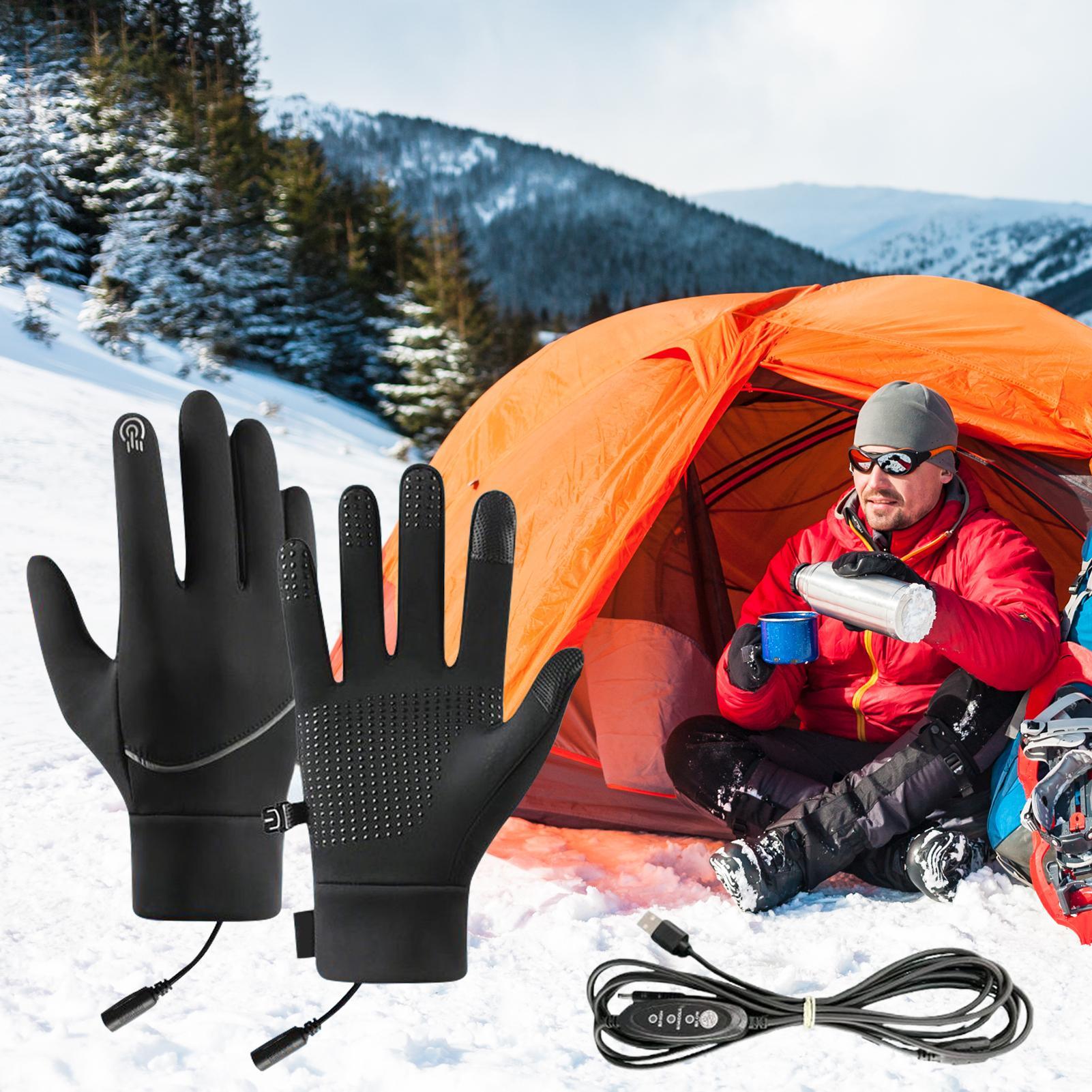 Heated Gloves Electric - ถุงมือไฟฟ้าให้ความร้อน สำหรับชายและหญิง ถุงมือกันหนาว USB กันน้ำ สำหรับสโนว์บอร์ด
