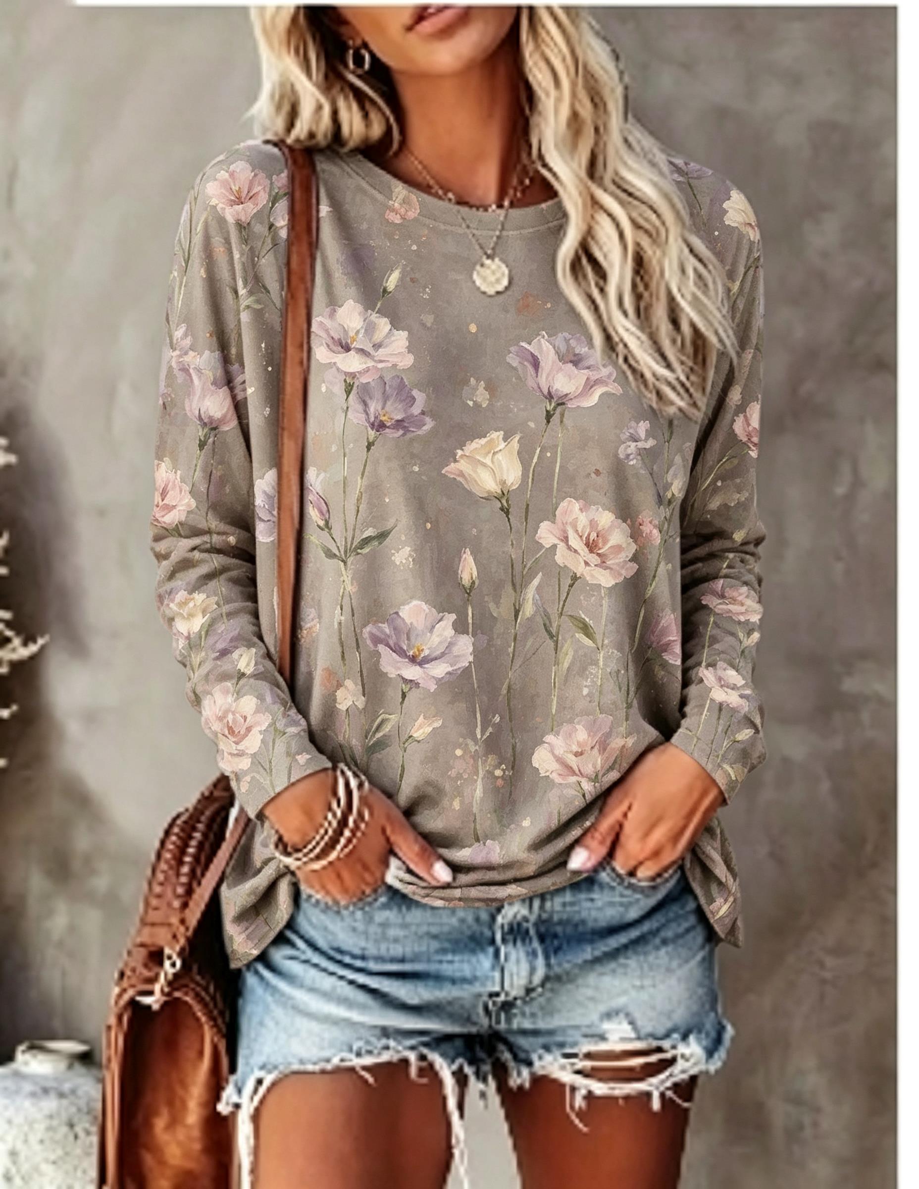 เสื้อยืดแขนยาวผู้หญิง ลายพิมพ์ - Winter Clothing For Women บทวิจารณ์และราคา